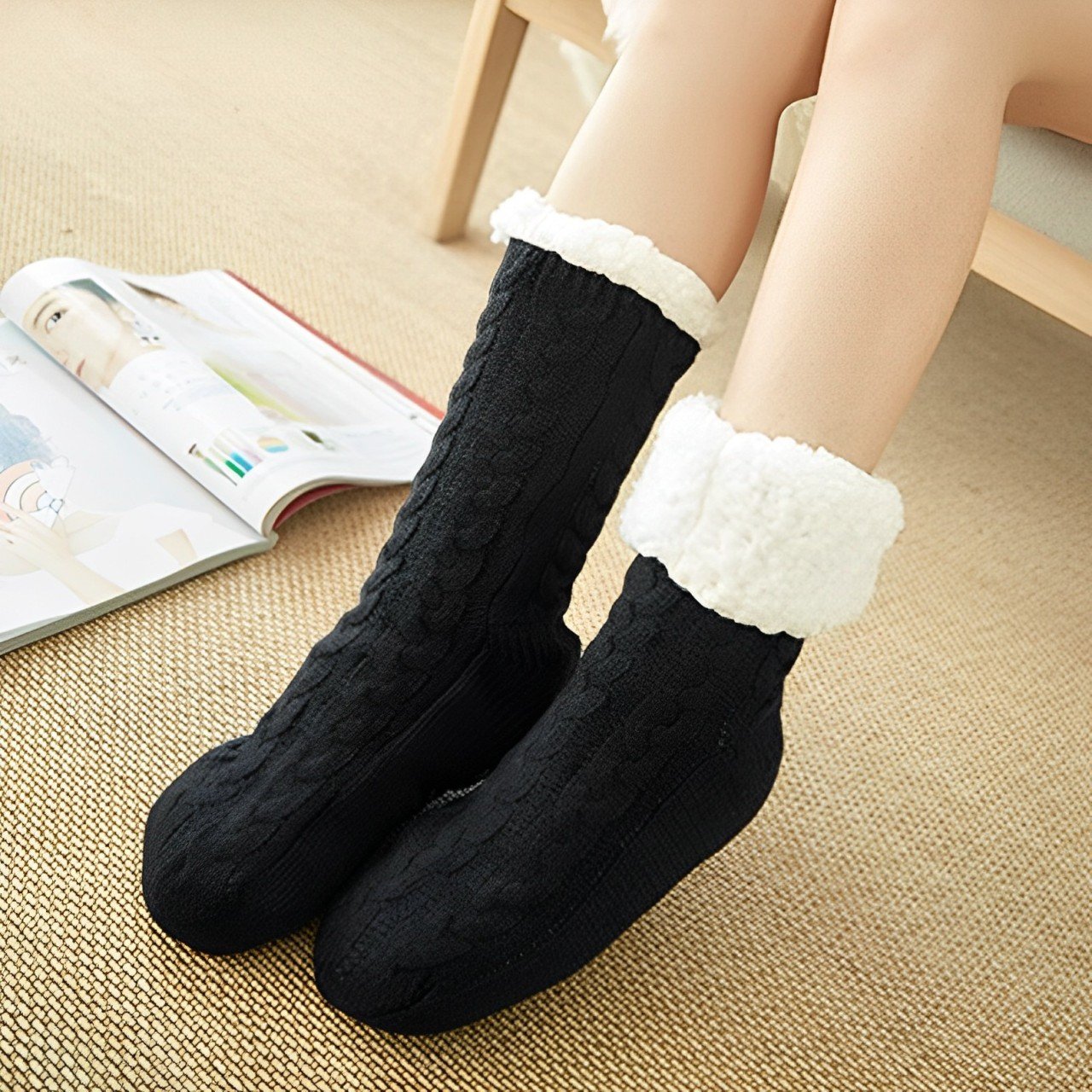 Sherpa Lined Slipper Socks | Sherpa Socks Womens - Image 7
