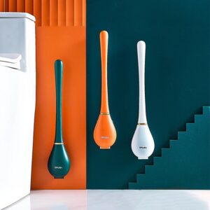 Silicone Water Drop Toilet Brush and Holder Set no Dead Corners Household Toilet Brush Wall-Mounted Creative Automatic Opening and Closing Light Luxury Silicone Toilet Brush