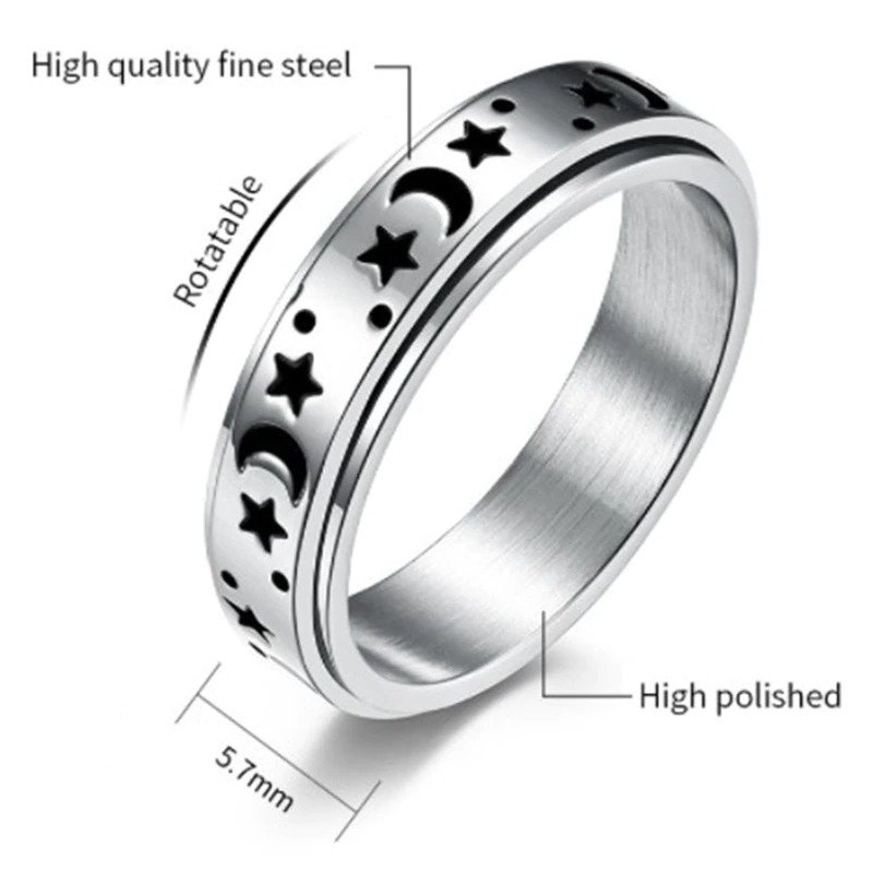 Anti Anxiety Spinner Ring - Star Moon Ring Tik Tok Anxiety Ring - Image 2