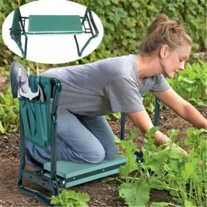 Best Garden Kneeler And Seat Multi Functional Ergonomic Kneeling Stool Pro Folding Bench For Gardening Foldable With Pouch