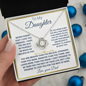 To my Daughter Love Knot Necklace Gift from Dad