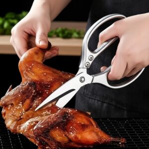 Heavy Duty 304 Stainless Steel Multi-Function Kitchen Scissors – Multifunctional Heavy-Duty Kitchen Shears- Sliver Apartment Kitchen Accessories Cooking Shears For Chicken Meat Fish Poultry