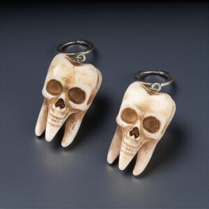 1 Pair Vintage Gothic Skull Drop Earrings – Resin Handcrafted Punk Style Dark Horror Jewelry, Stainless Steel Ear Needle, No Plating, for Daily Wear and Halloween Celebration, All Seasons