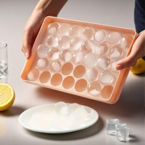 33-Grid Ice Cube Tray – Round Ice Balls, Durable Plastic, Easy Demoulding, Dustproof & Airtight, Polished Glossy Finish for Roostertails, Drinks, Home Kitchen (Blue), Bar Accessories, Sleek Design, Sturdy Construction, Beverage Lovers, Father Gift