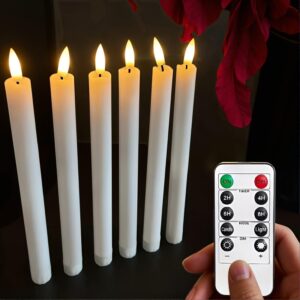 6 Piece Flameless Taper Candle – Remote Control, Timer, Battery Powered, LED Window Candle for Halloween, Christmas, Party Decoration, Valentine's Day Lineup Decorations