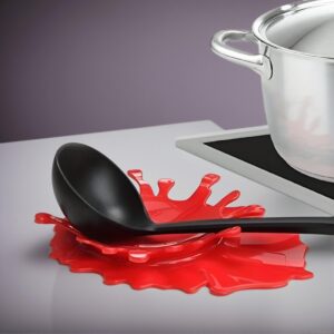 Creative Splatter Design Spoon Rest – Durable Plastic Kitchen Utensil Holder, Non-Electric Tomato Sauce Inspired Countertop Organizer, Halloween-Themed Home Decor Accessory, Cooking Accessory
