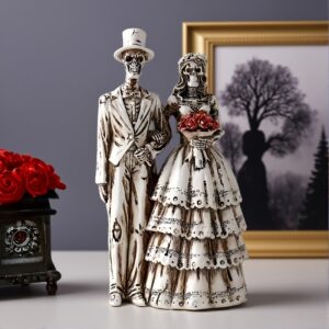 Handcrafted Resin Skeleton Couple Figurine – Perfect For Halloween, Christmas, Thanksgiving & Easter Decor