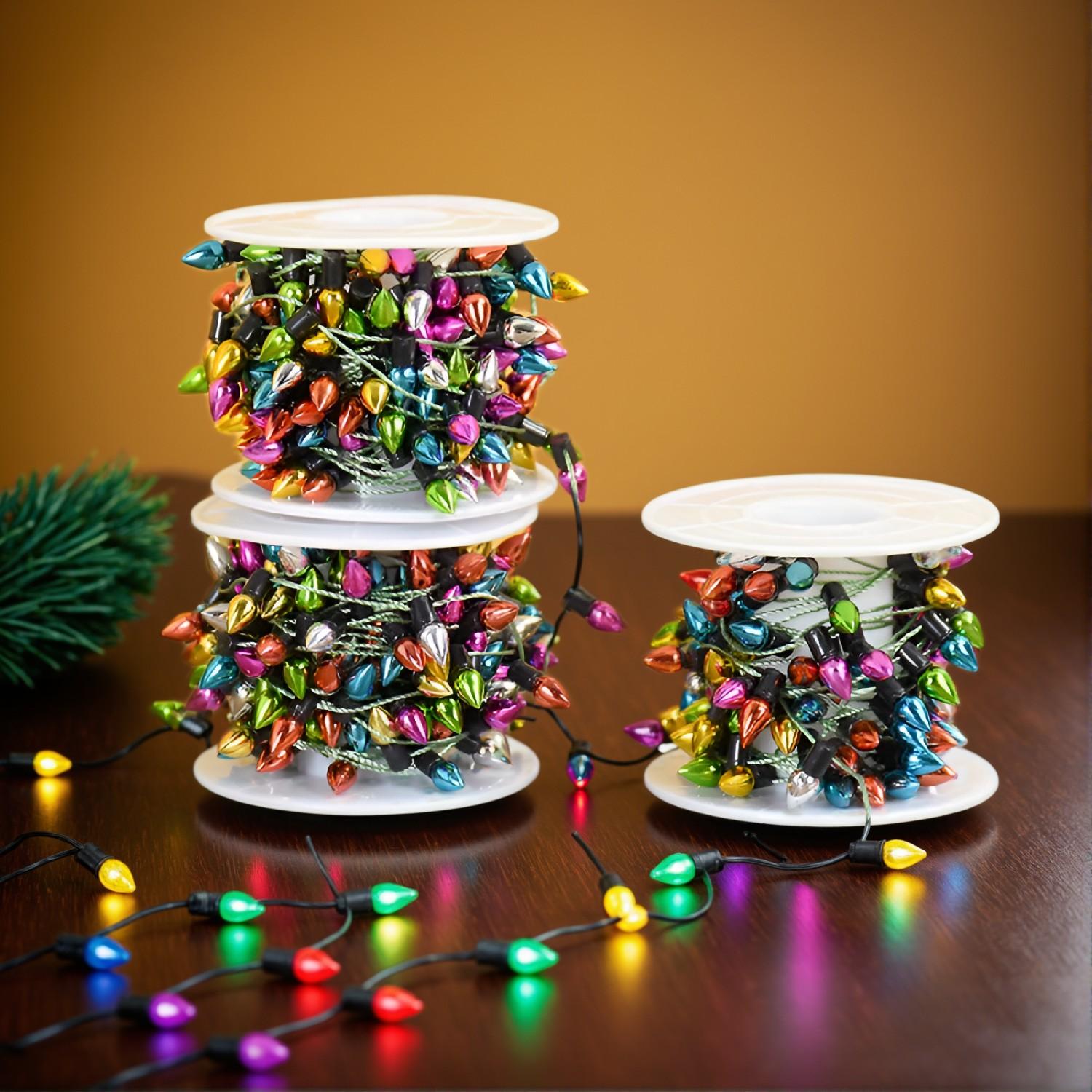 16.5 Ft Christmas Tree Garland String Decoration – Festive Miniature Plastic Light Bulb Ornaments, No-Electricity Required, DIY Multicolor Fairy Lights for Xmas, New Year Celebrations, Home Decor - Image 4