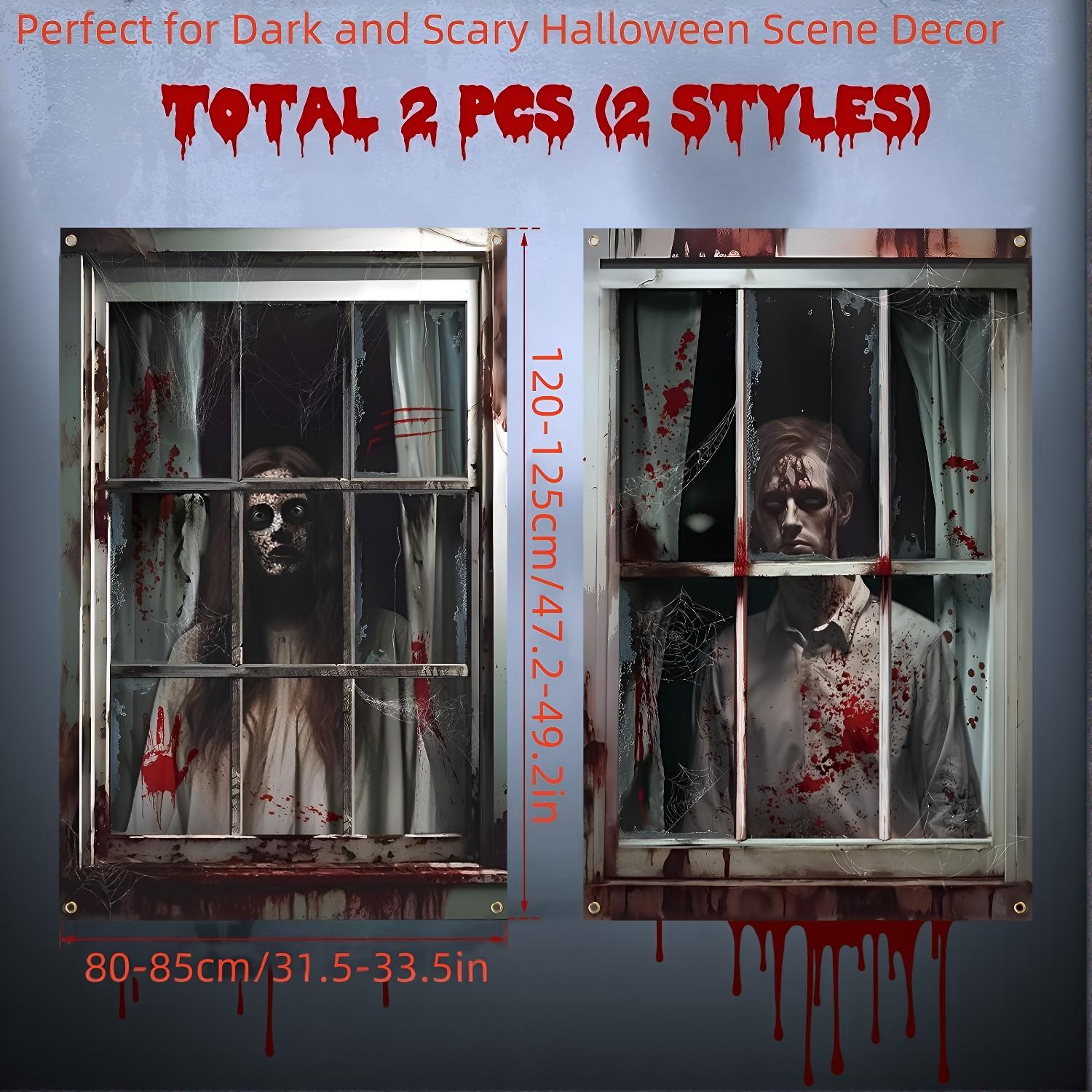 2 Pack Halloween Window Decorations - Scary Skull Silhouettes - Image 4