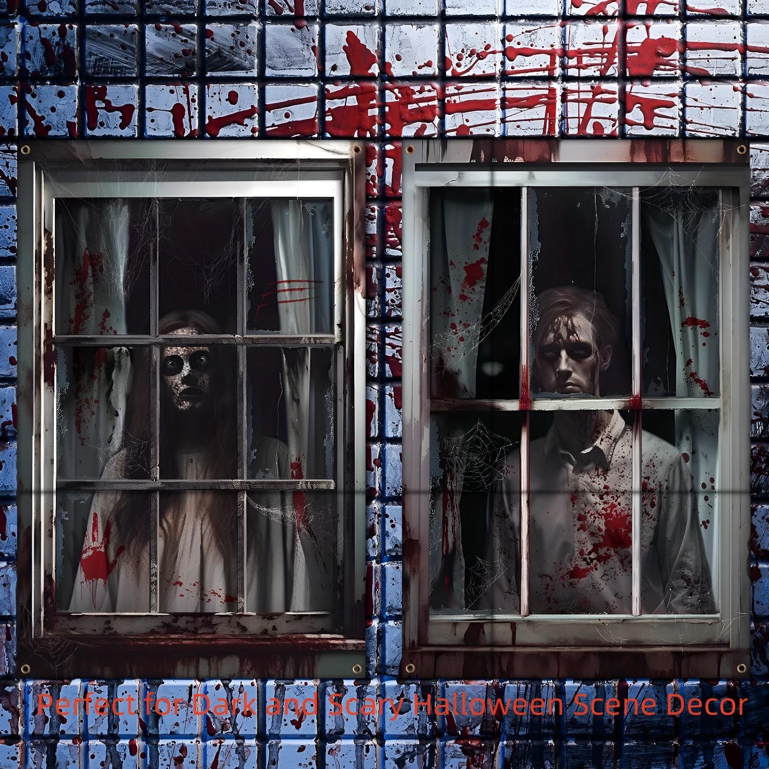 2 Pack Halloween Window Decorations - Scary Skull Silhouettes - Image 5