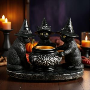 Witch Cat Sculptures Halloween Decoration