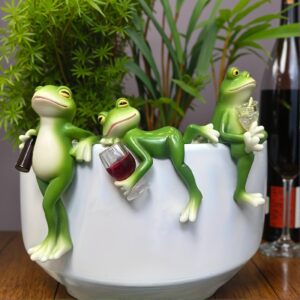3 Pcs Resin Frog Figurines – Whimsical Garden Decor for Balconies, Patios & Flower Pots