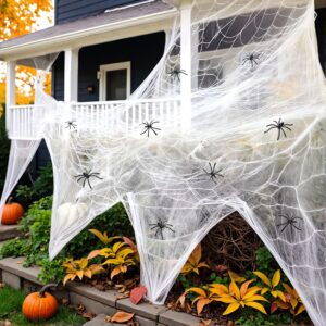 200 sq ft and 10 Spiders Soft Spider Webs Halloween Decorations