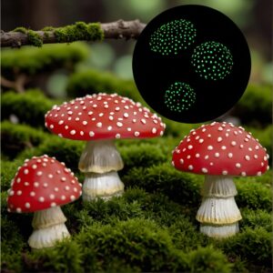 3 Pcs Luminous Mushroom Set – Resin Garden Potted Decor, Glow in the Dark Statues, Miniature Landscape Design