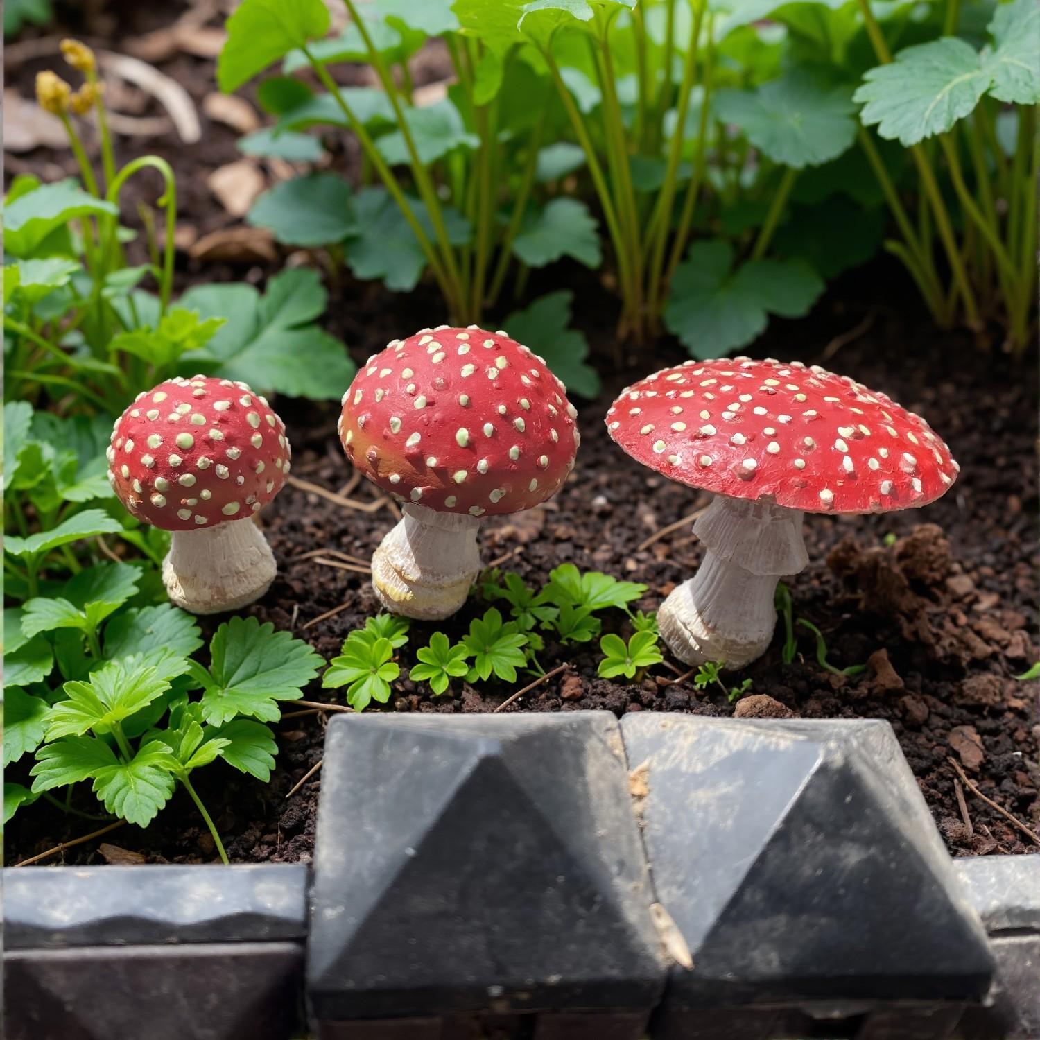 3 Pcs Luminous Mushroom Set – Resin Garden Potted Decor, Glow in the Dark Statues, Miniature Landscape Design - Image 4