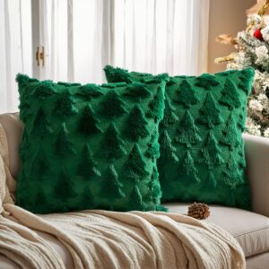 Christmas Throw Pillow Cover – Festive Green with Golden Accents, Reversible Cushion Case for Living Room & Bedroom Decor, Zipper Closure