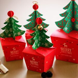 20 Pcs Christmas Tree Gift Boxes – Holiday Treat and Favor Containers for Kids, Baby, Festival Decorations