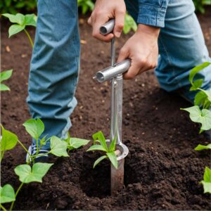 Heavy-Duty Metal Seedling Transplanting Tool – Easy-to-Use, Floor-Mounted Garden Spade for Efficient Planting, Ideal for Outdoor Gardening, Planters, Bulb Planter