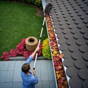 Telescopic Gutter Cleaning Brush – 76" Long, Curved Bristle Head, Ergonomic Handle, Reusable, Hard Firmness, for Roof, Outdoor Yard & Patio Maintenance