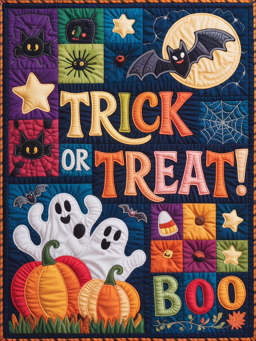 Elegant Halloween Quilted Blanket – Spooky Ghosts, Enchanting Pumpkins, And Bewitching Moonlit Nights – Perfect For Home, Living Room, Fireplace, And Bedroom Decor — Ideal For Indoor Decoration, Gift Ideas And Crafts, Cozy, Elegant, Classy, Chic, Cute, Unique, And Aesthetic Halloween Throw Blanket - Image 2