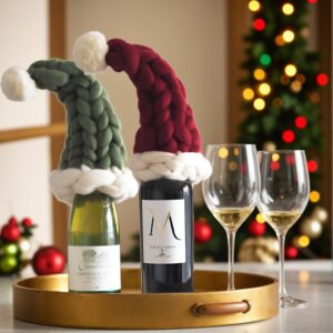 Hand-Woven Super Thick Wool Christmas Bottle Hat – Festive Bottle & Christmas Tree Decoration