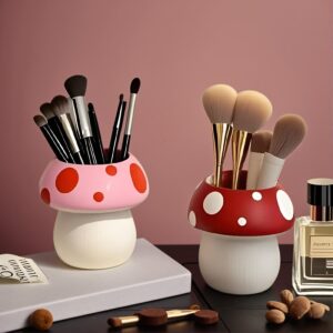 Mushroom Makeup Brush Holder – Polyester Tension Mount Organizer for Brushes and Accessories, Polished Finish, Independent Storage, No Electricity Needed