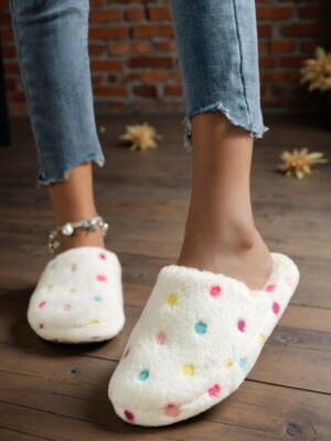 Cute Star Pattern Women’s Home Slippers – Fashionable Bedroom Slippers, Minimalist Plush Bedroom Slippers, Casual Home Slippers