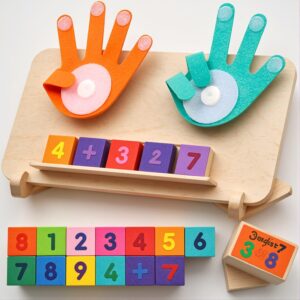 Wood Arithmetic Learning Board – Interactive Math Toy with Number Blocks (0-10), Operation Cards & Storage, Montessori-inspired Design