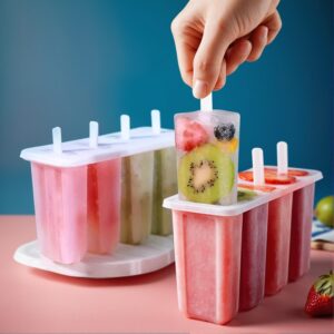 4-in-a-row Popsicle Mold – Old Popsicle Mold with Cover | Household Summer Popsicle and Ice Cream Molds