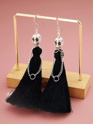 Halloween Skull Tassel Earrings – European and American Humanoid Earrings, Multi-Color Hanging Punk Earrings For Women, Suitable For Daily Wear And Holiday Celebrations