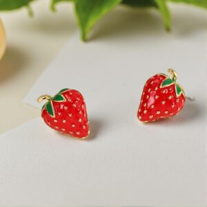 Festive Cartoon Strawberry Earrings – Adorable Zinc Alloy with 316 Stainless Steel Posts, Perfect for Daily Wear or Parties