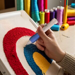 11 Pcs Embroidery Pen Set – DIY Sewing And Craft Kit With Perforator, Threader, And Patterns, Mixed Color, Floral Theme, Plastic Material, For All-Season Use