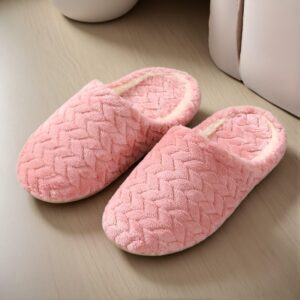 Cozy Womens Fabric Slippers – Warm, Non Slip, Closed Toe, Soft Insole, Slip-on Design, Perfect For Indoor Home Use