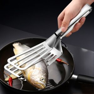 Stainless Steel Multifunctional Serving Tongs – Effortless Food Prep and Presentation for Buffet, Fish Frying, Bread, Steak, Salad, and Dessert.