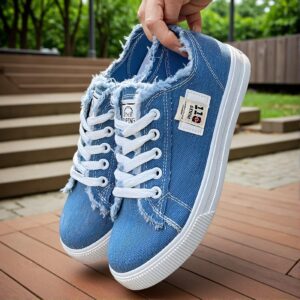 Lightweight Breathable Women's Flat Denim Canvas Shoes – Casual Running Walking Sports Sneakers