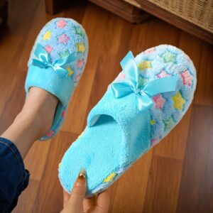Women's Cozy Slip-On Slippers – Soft Fabric Upper, Plush Lining, Non-Slip PVC Sole, All-Season Indoor House Shoes, Cute Slippers, Comfortable Footwear, Playful Design