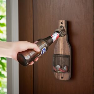 Handcrafted Wooden Bottle Opener – Wall-Mounted Or Freestanding, Perfect For Outdoor Spaces And Home Decor, Thoughtful Gift For Men