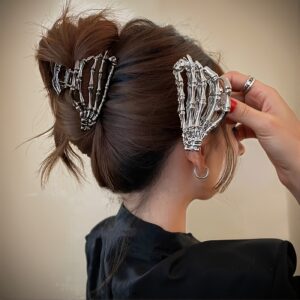 Women's Fashionable Punk Style Skull Design Hair Claw – Hair Accessories, Trendy Punk Accessories