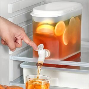 Large Capacity Beverage Dispenser – Refrigerator-Friendly Plastic Cold Kettle for Iced Tea, Lemon Water, and Fruit Infusions
