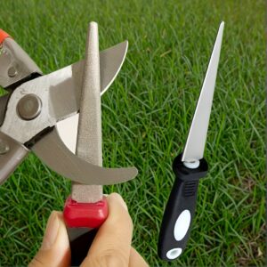 2-in-1 Steel Double-Sided Diamond Grinding Stone File – Ergonomic Handle, Multifunctional, for Scissors, Knives, Tools, Gardening Tool Sharpener