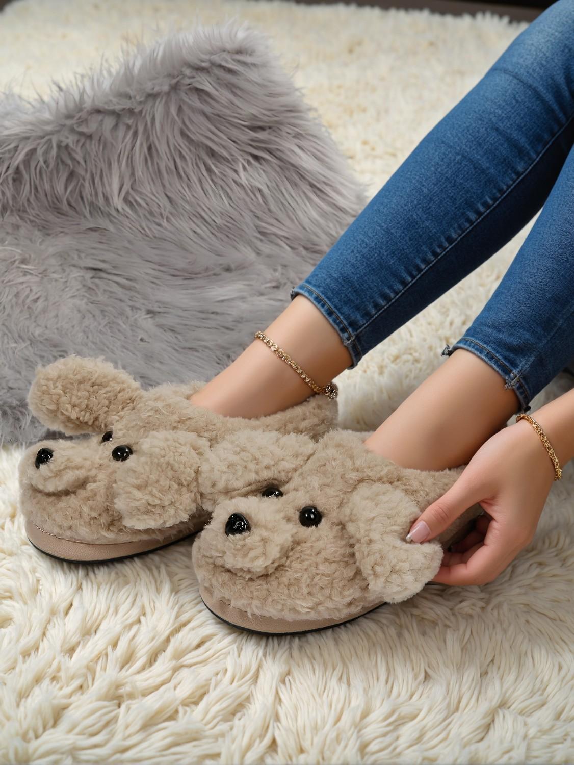 Women's Cartoon Dog Design Furry Novelty House Slippers – Comfortable Indoor Footwear - Image 2