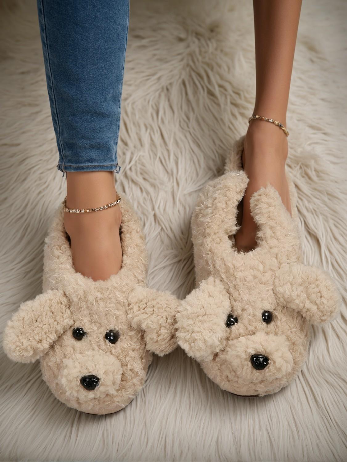 Women's Cartoon Dog Design Furry Novelty House Slippers – Comfortable Indoor Footwear - Image 3