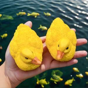 2 Pcs Charming Cute Duck Sculpture Floats – Elastic Resin Pond Decoration, Whimsical Fairy Tale Garden Accessories