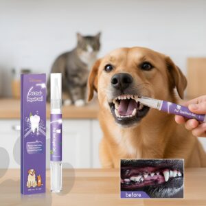 2 Pcs Pet Dental Care Gel – Freshen Your Pet’s Breath & Improve Gum Health Fast, 3ml Teeth Cleaning Pen for Dogs and Cats, Tartar Control, Soothes Gums, Easy Baking Soda Formula