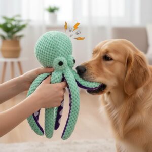 Plush Octopus Toy For Dogs – Interactive Sound, Anti-Demolition, Large And Small Dog Boredom Companion Toy