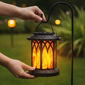 Flickering Flame Solar Lantern – Outdoor Waterproof Light, LED Garden Lights, Hanging Lantern, Decorative Lamps