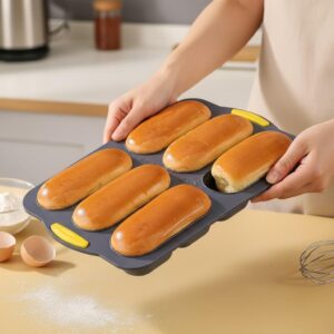 6 Pack Silicone French Baguette Baking Pan – Perforated Non-Stick Mold, Ideal for Bread, Sandwiches, Hot Dogs