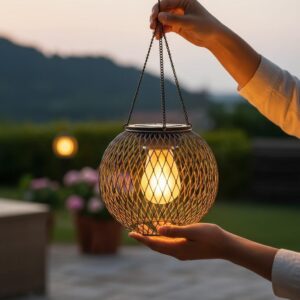 Outdoor Solar Iron Lantern – Waterproof Decorative Hanging Lights for Tree Garden Yard Patio Pathway Dusk-to-Dawn