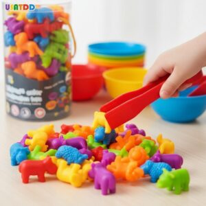 44 Pcs Counting Animals Toys – Matching Game With Sorting Bowls Learning Activities Sensory Fine Motor Toys Set For Math Color Sorting Gifts For Age 3+ Years Old Youngsters