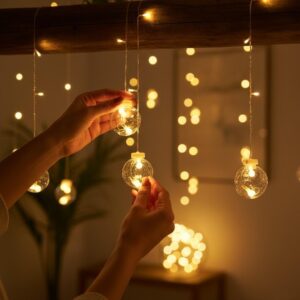 12 Pcs Fairy Light String with 108 LED Bulbs – Battery-Powered, Wall-Mounted, Perfect for Christmas And Indoor Holiday Decor